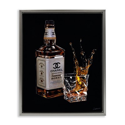 Stupell Industries Splashing Liqueur Glam Whiskey Bottle, 17" x 21"