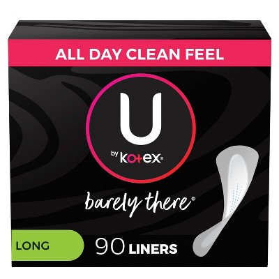 U by Kotex Barely There Thin Unscented Panty Liners - Light Absorbency - Long - 90ct