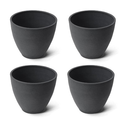 Algreen Valencia 10 Inch x 8.3 Inch Flower Garden Planter, Charcoal (4 Pack)
