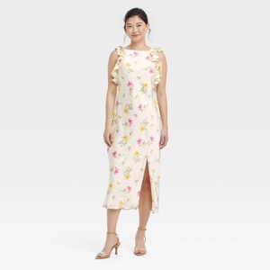 Women's Ruffle Sleeve Satin Maxi Dress - A New Day™ - 1 of 3