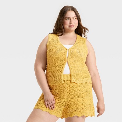 Women's Crochet-Style Pullover Sweater Tank - A New Day™