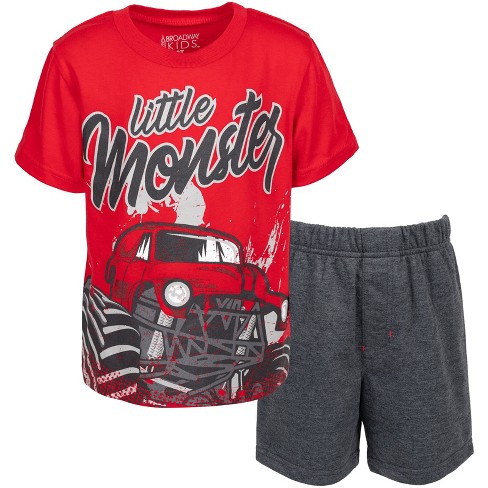 Multi Toddler Monster Truck Graphic Tee & French Terry Pants Set