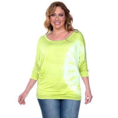 Women's Plus Size Tie Dye Tunic Top - White Mark