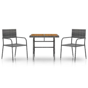 vidaXL Outdoor Dining Set Grey PE rattan, steel, solid acacia wood - Gray 2 - 1 of 4