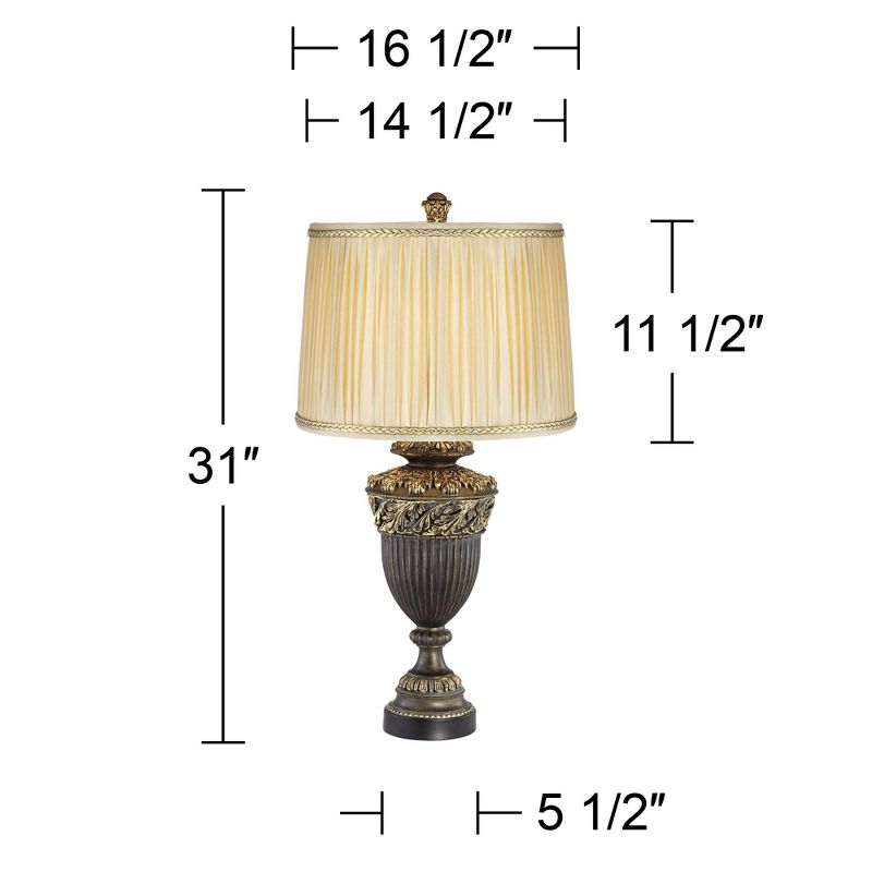 Barnes and Ivy Florencio Traditional Table Lamp 31" Tall Spanish Bronze Urn Loose Pleated Drum Shade for Bedroom Living Room Bedside Nightstand Office, 4 of 7
