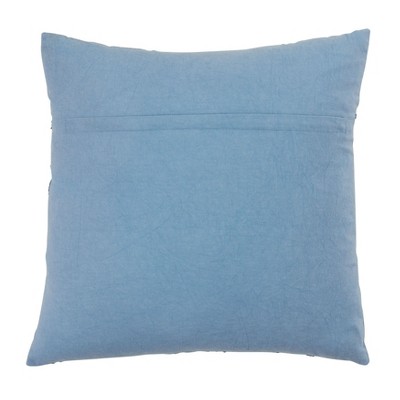 Blue Cotton Coastal Fish Decorative Pillow Cover, 20"
