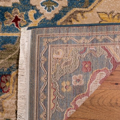 Elysian Blue & Beige Hand-Knotted Easy-Care Area Rug - 3'3" x 4'10"