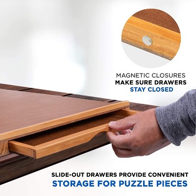 Elegant 27" x 35" Wooden Puzzle Board with 6 Storage Drawers