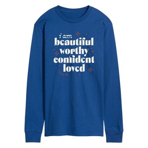 Men's - Instant Message - Beautiful Worthy Confident Loved Long Sleeve Graphic T-Shirt - 1 of 4