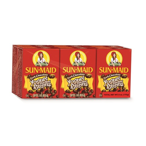 Sun Maid Dark Chocolate Yogurt Raisins 6ct Target