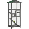 Akoasm 65 Inch Wooden Parrot Parakeet & Bird House & Cage With Tray and Doors For Outdoor-Grey - 4 of 4