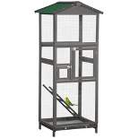 PawHut 65" Wooden Bird Cages Outdoor Finches Aviary Birdcage with Pull Out Tray 2 Doors