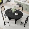 5-Piece Round Extendable Dining Table Set for 4 with Upholstered Rattan Chairs, 42–58" Oval Table for Small Spaces-Baofuwish - 3 of 4