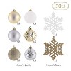 Aoibox 50pcs White Gold Shatterproof Christmas Ornaments 2.36in Plastic Balls Matte Glitter Hanging Holiday Tree Decor Set - 3 of 4