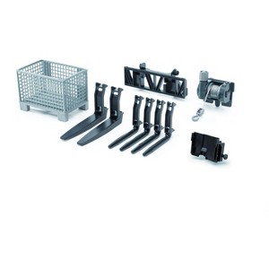 BRUDER Accessories for Frontloader: Box-type pallet, winch, & forks - 1 of 2