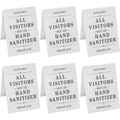 Stockroom Plus 6 Pack Metal Table Tent Signs, All Visitors Must Wash Hands (5 x 7 in)