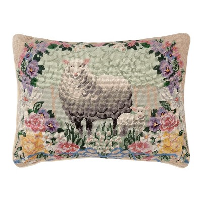 C&F Home 12" x 16" Needlepoint 4 Seasons Country Lamb Needlepoint Pillow