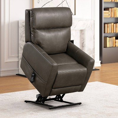 Gray Faux Leather Lift Recliner with USB Charging