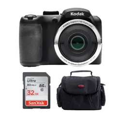 Kodak PIXPRO AZ252 16MP Digital Camera (Black) with 32GB SD Card and Case Bundle