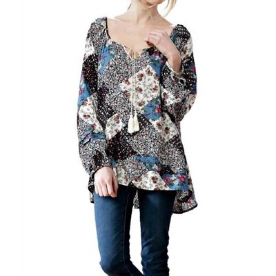Women's Patchwork Print Top - KORI