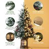 Clearance! 3 FT Artificial Pre-Lit Christmas Tree with Deer Lightbox, Vintage Potted Base, Snow Flocked, Easy Setup - 3 of 4