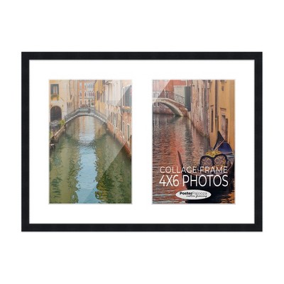 PosterPalooza | Black Finish Collage Frame - White Mat, 20 Frame Sizes to Choose From, UV Acrylic