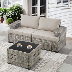 Outdoor Sectional Sofa Patio Furniture Sets with Thickened Cushions - 1 of 4