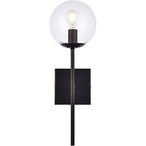 Elegant Lighting Neri 1 light black and clear glass wall sconce - 1 of 4