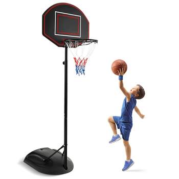 Costway 5.5-7.5FT Adjustable Portable Basketball Goal System with Shatterproof Backboard