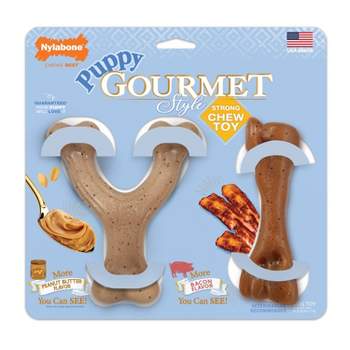 Nylabone Gourmet Style Strong Puppy Bundle Chew Toy - Bacon Peanut Butter - Small - 2ct