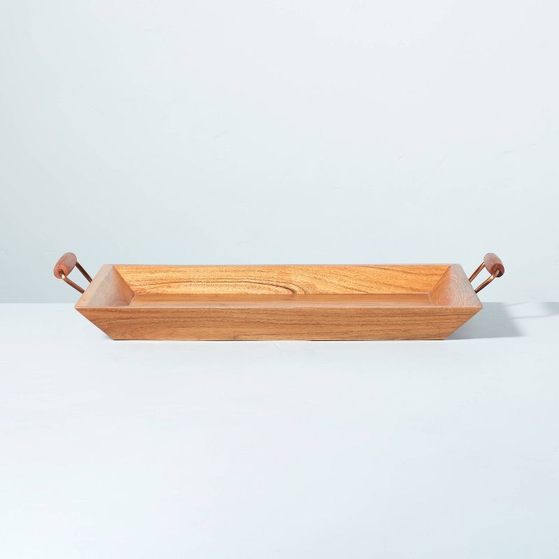 16&#34;x24&#34; Rectangular Wood Serving Tray with Metal Handles Brown/Copper - Hearth &#38; Hand&#8482; with Magnolia, 4 of 6