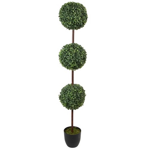 Northlight 4' Artificial Two-Tone Boxwood Triple Ball Topiary Tree with  Round Pot, Unlit