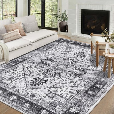 Vintage Persian Rug Floral Boho Non Slip Non Shedding Carpet Rugs for Living Room Dining Room