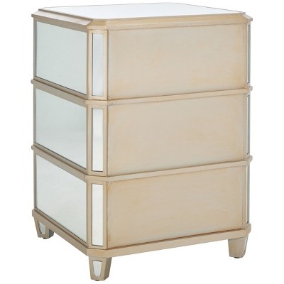 Transitional 3-Drawer Mirrored Nightstand in Transparent Finish