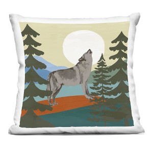 Stupell Industries Grey Howling Wolf Forest Trees Moon Indoor Decorative Throw Pillow, 18 x 18 - 1 of 3