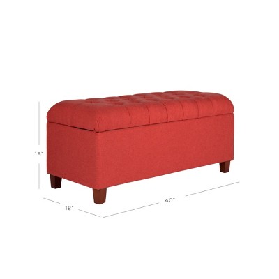 Homepop Tufted Storage Bench – Burnt Red