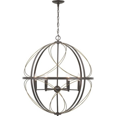 Brandywine Antique Bronze 6-Light Pendant with Hand Gilded Accents