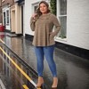 Women's Plus Size Cowl Neck Button Long Sleeve Pockets Casual Soft Tunic Blouse - Agnes Orinda - 3 of 4