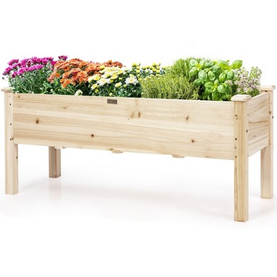 Costway Raised Garden Bed Elevated Planter Box Wood for Vegetable Flower Herb