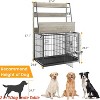 Indoor 57 Inch Dog Crate Furniture for Large & Medium Dogs, Wooden Dog Kennel with Storage Shelves, Removable Tray & Adjustable Feeding Bowls - 3 of 4