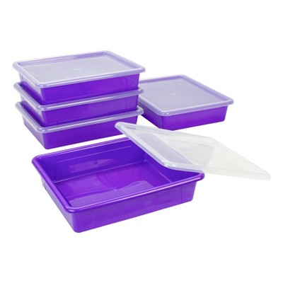 5pk Flat Storage Tray with Lid Violet - Storex