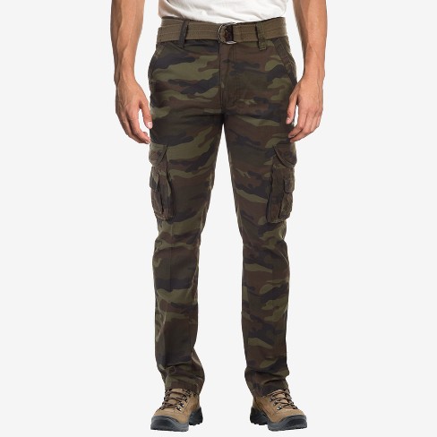 X RAY Men's Belted Classic Fit Cargo Pants in OLIVE CAMO Size 42X32