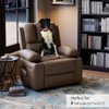 Widened Recliner with Vibration and Heating Massage, Simple Tilt with 1.5 Times Sponge Filling, Retro PU Leather Massage Recliner with Cup Holder - 3 of 4