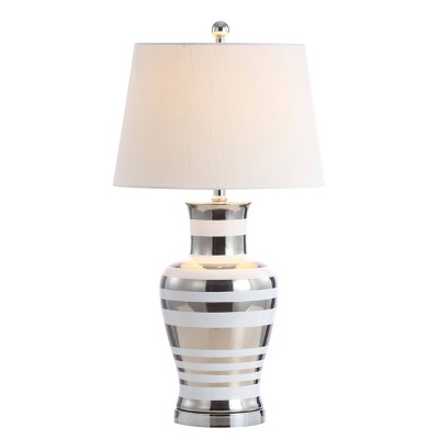 28.75" Ceramic/Iron Classic Modern Table Lamp (Includes LED Light Bulb) Silver - JONATHAN Y