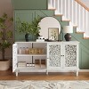 60" Vintage Floral Carved Sideboard Buffet Cabinet, Storage Console with Solid Wood Legs, Adjustable Shelves, Accent Cabinet - Panipeachy - 2 of 4
