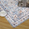 Acekool 2x6 Vintage Blue Washable Runner Rug, Non-Slip Oriental Medallion Low Pile Accent Carpet for Hallway, Entryway, Kitchen - 4 of 4