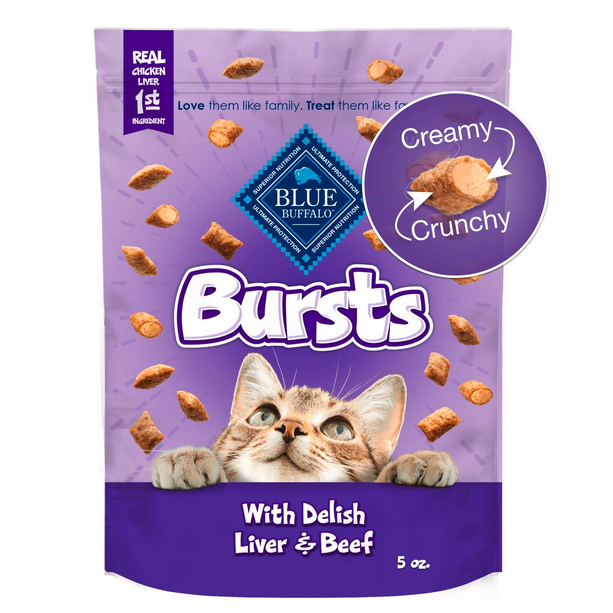 Blue Buffalo Bursts with Chicken, Liver & Beef Crunchy & Creamy Cat Treats