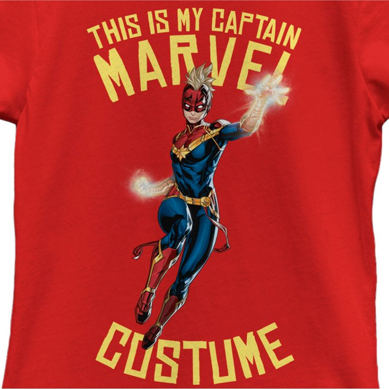 Girl's Marvel Halloween This is my Captain Marvel Costume T-Shirt, 2 of 6