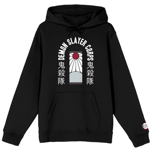Demon Slayer Corps Tanjiro Earring Long Sleeve Black Adult Hooded Sweatshirt  : Target