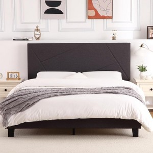coucheta Full Size Upholstered Bed Frame with Adjustable Headboard, Strong Wooden Slats Platform, Mattress Foundation, No Box Spring Needed - 1 of 4